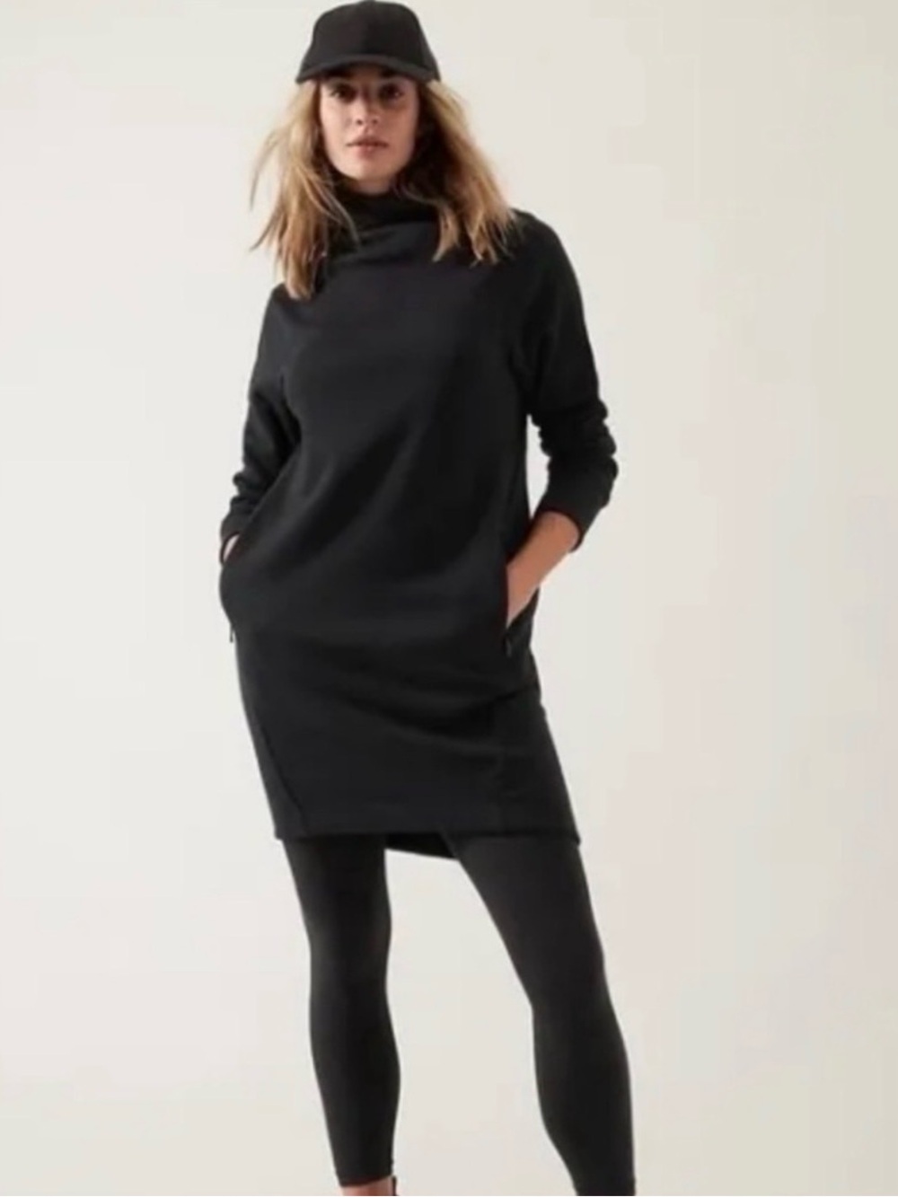 Athleta Black Cozy Karma Funnel Neck Dress - extra small